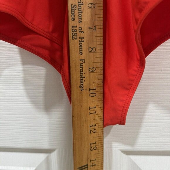 New Ellejay Swim wear Aubrey Red Orange Plunging V 1 Piece Bathing Suit Medium - Picture 10 of 10